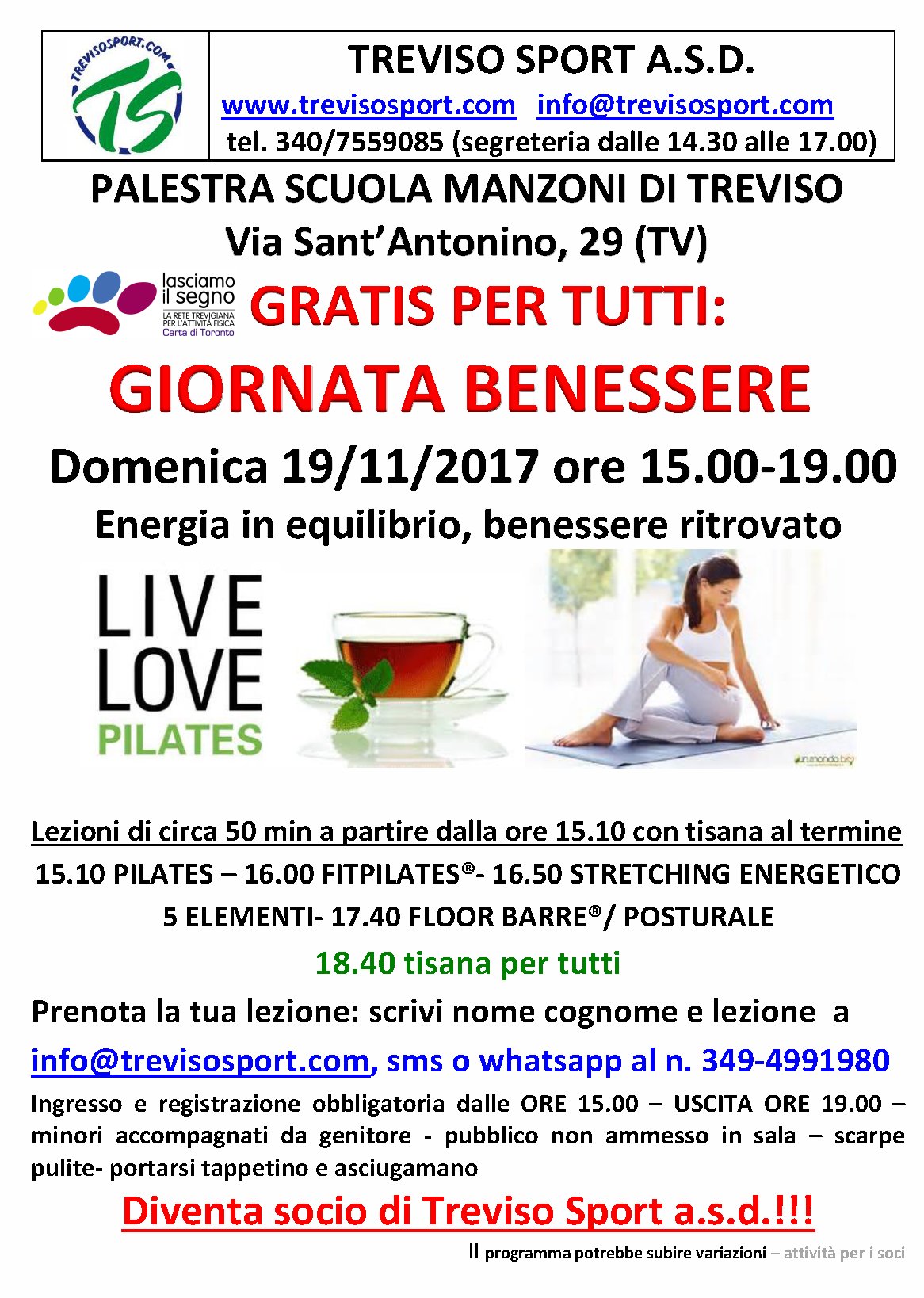 Gratis Giornata Benessere 19 11 17 Treviso Sport A S D